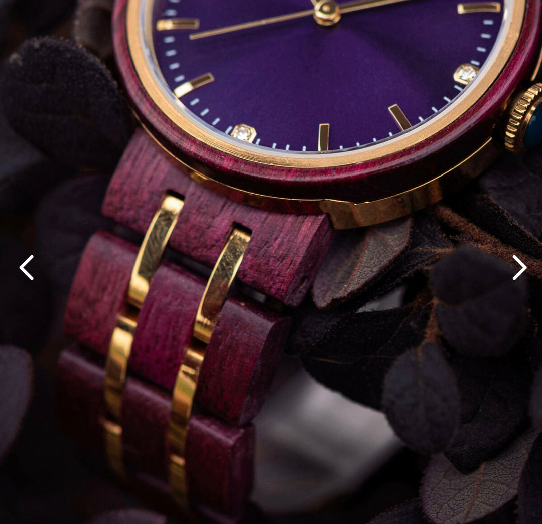 ELLA™️ - Purple Heart wood & Gold Stainless 38mm