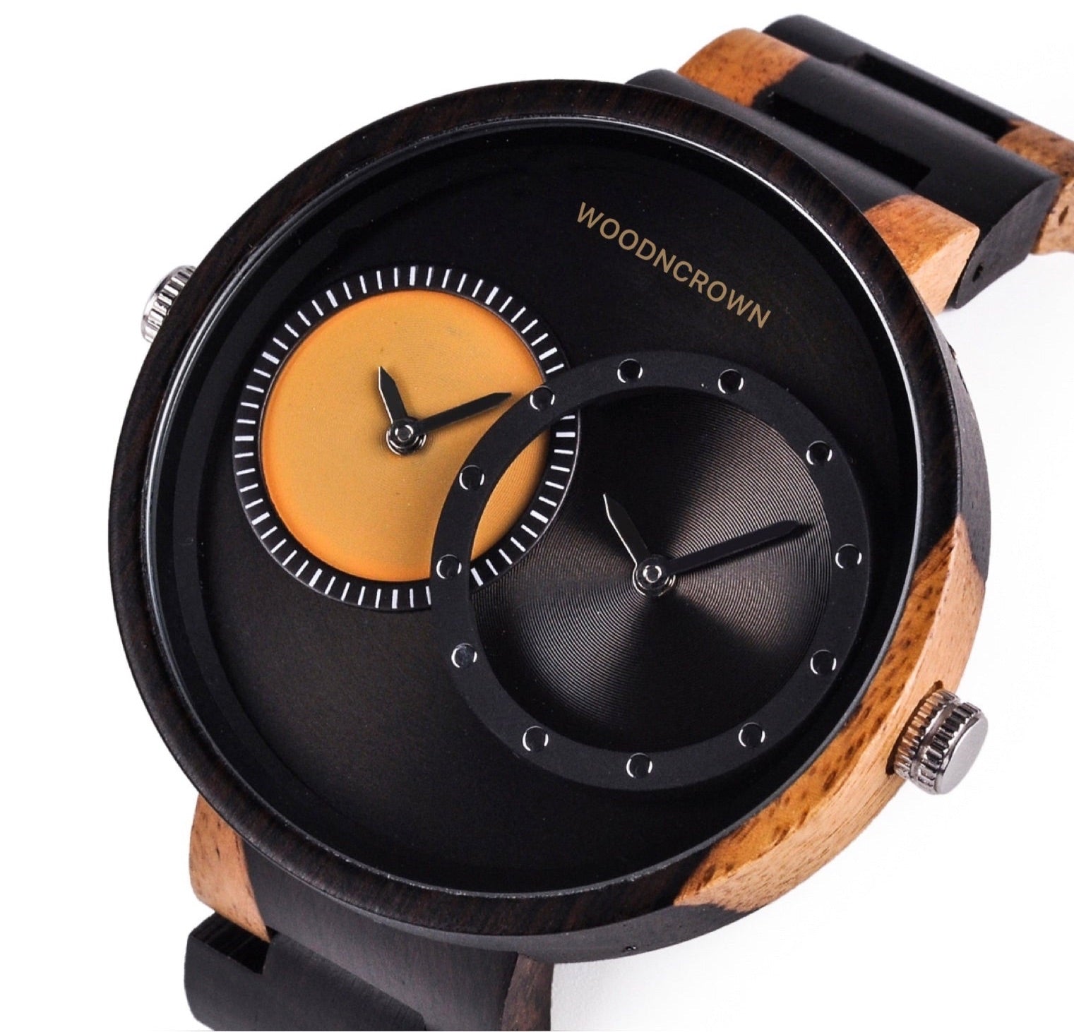 CROWN EVAN™️ - Ebony & Oak wood 45mm – WOODNCROWN Watches