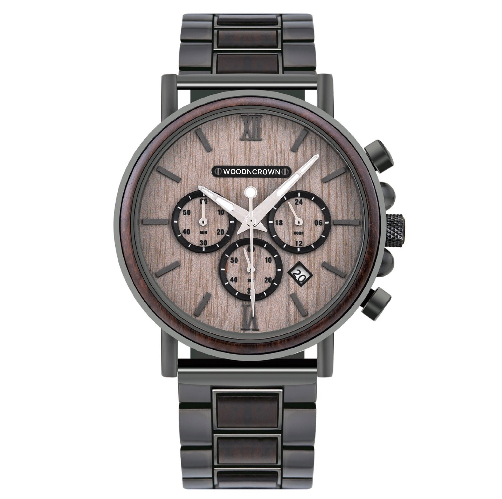 CROWN CHARLIE™️ - Ebony wood & Gray Stainless 44mm – WOODNCROWN