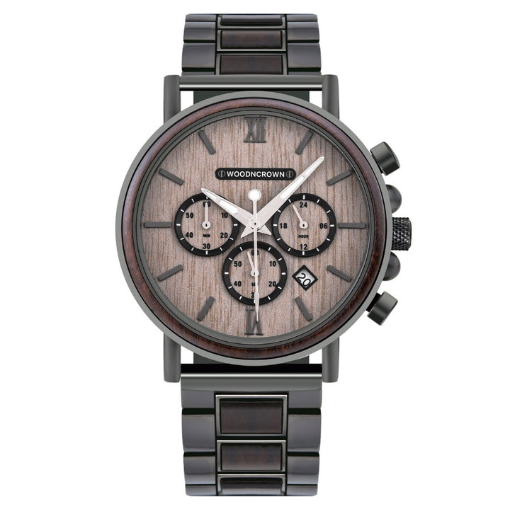 CROWN CHARLIE™️ - Ebony wood & Gray Stainless 44mm