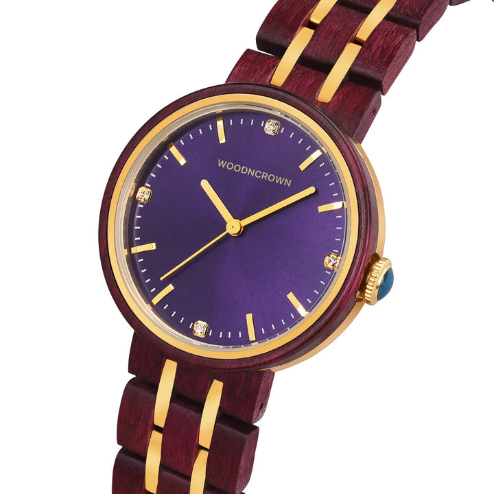 ELLA™️ - Purple Heart wood & Gold Stainless 38mm