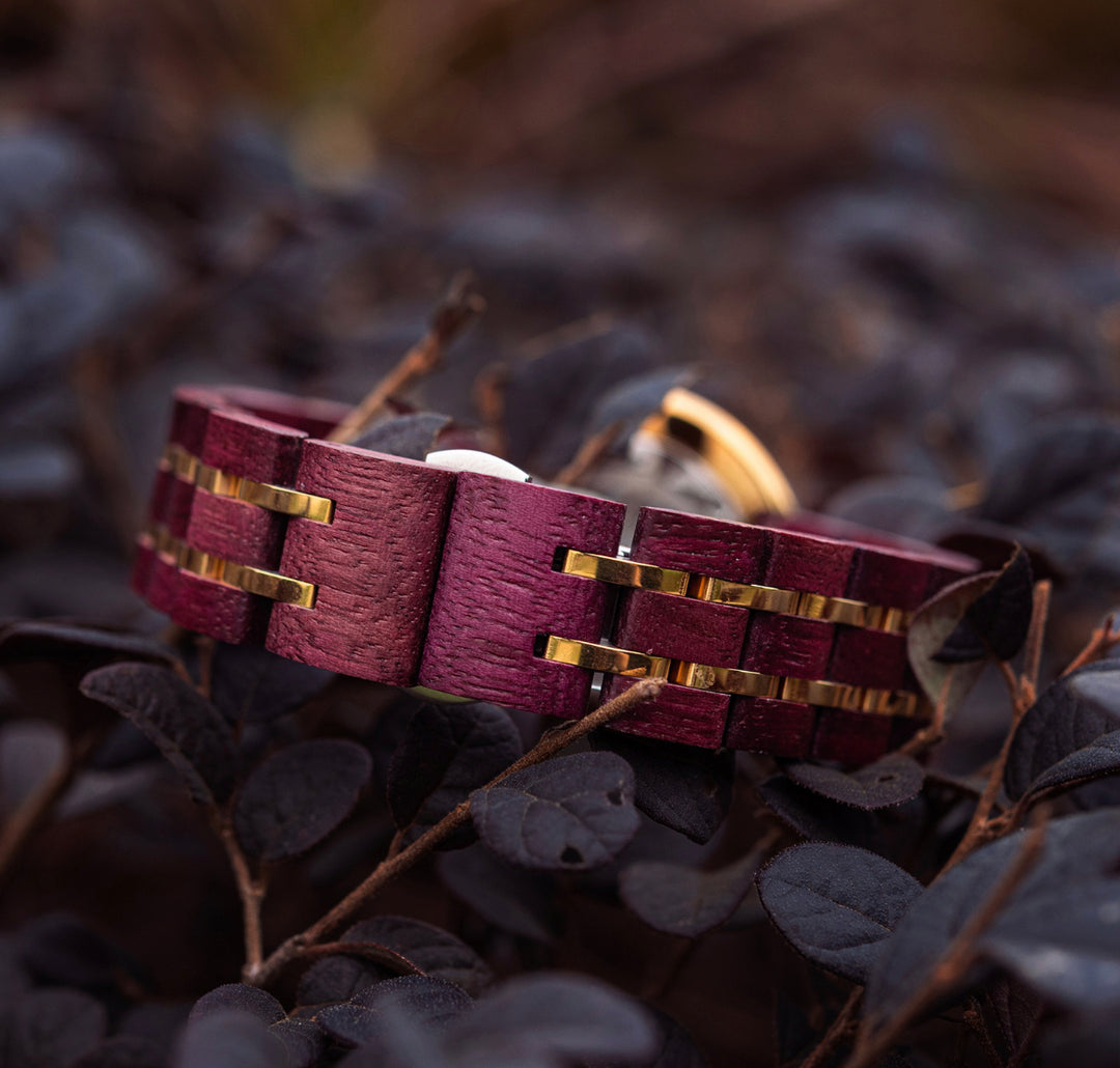 ELLA™️ - Purple Heart wood & Gold Stainless 38mm