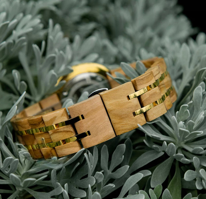 LILLIAN™️ - Olive wood & Gold Stainless 38mm