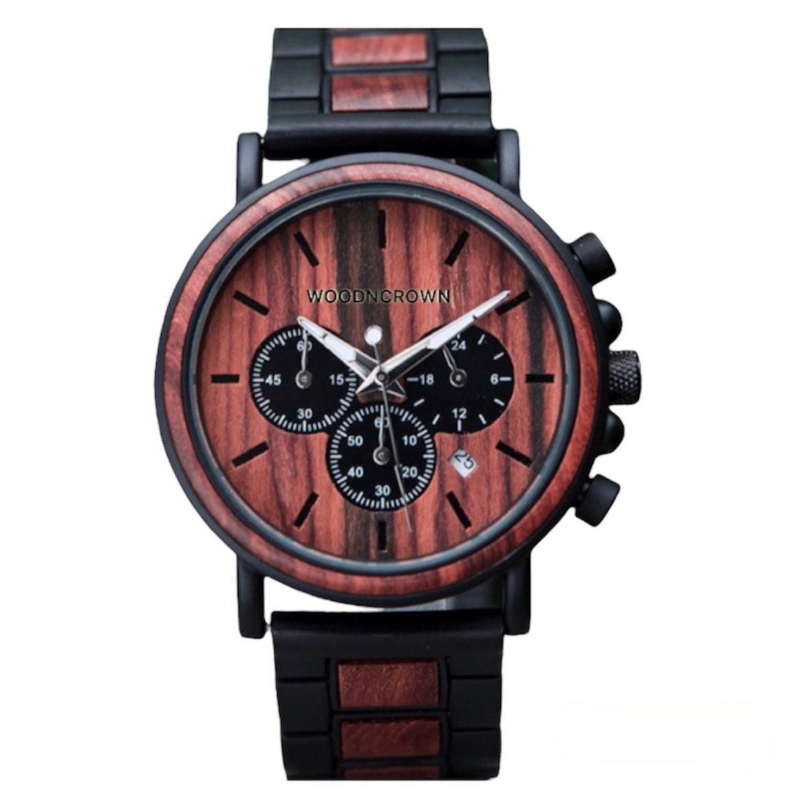 CROWN DAVID™️ - Sandal wood & Black Stainless 44mm – WOODNCROWN