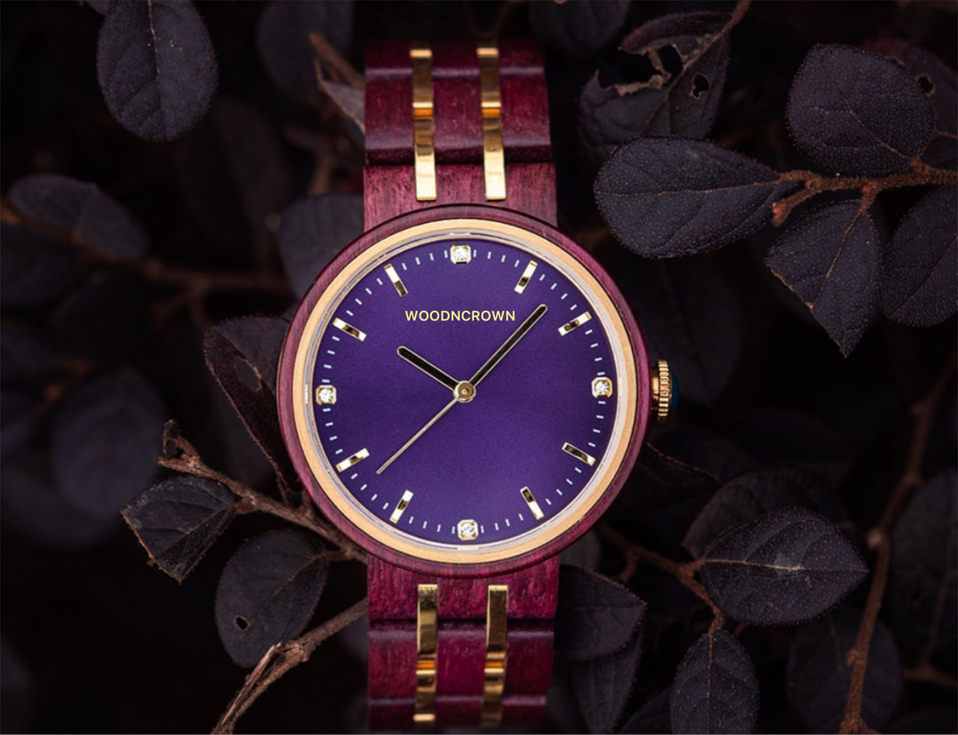 ELLA™️ - Purple Heart wood & Gold Stainless 38mm