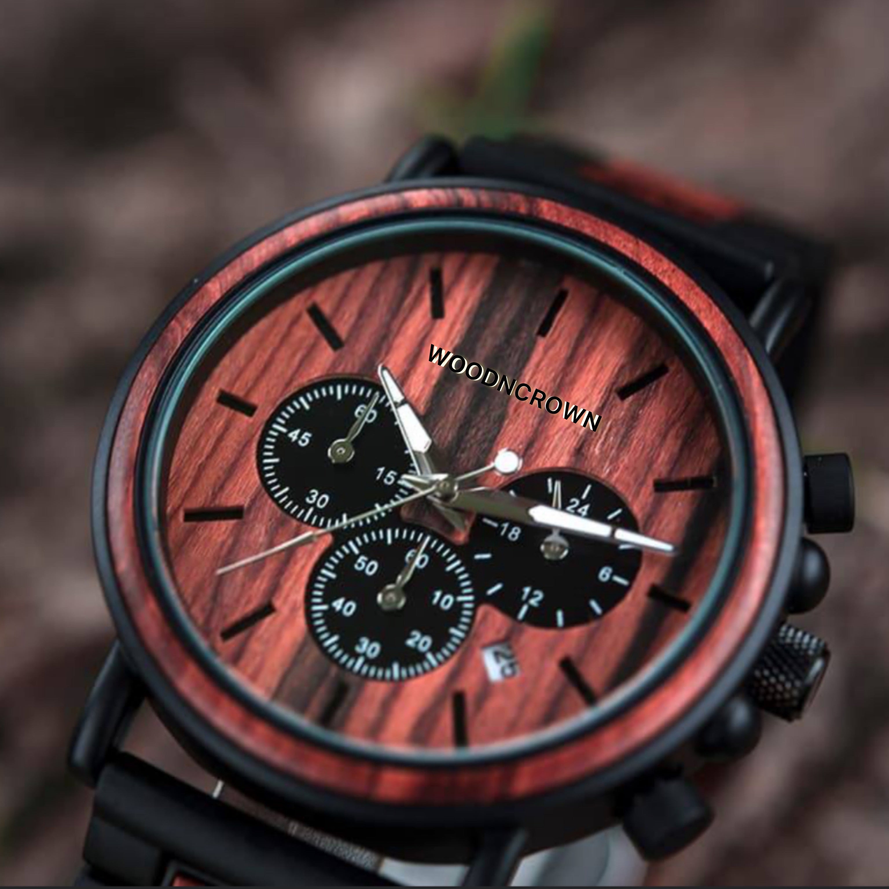 CROWN DAVID™️ - Sandal wood & Black Stainless 44mm – WOODNCROWN