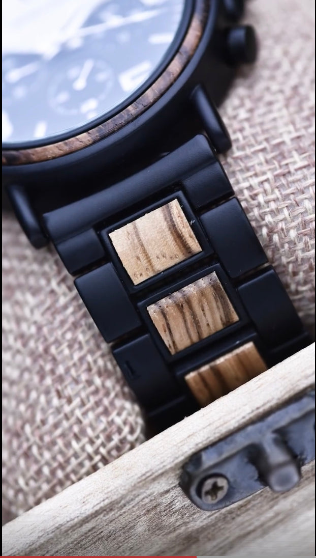 CROWN LAFAYETTE™️- Zebrawood & Black stainless 44mm