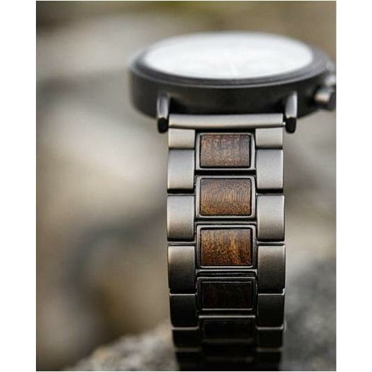 CROWN CHARLIE™️ - Ebony wood & Gray Stainless 44mm